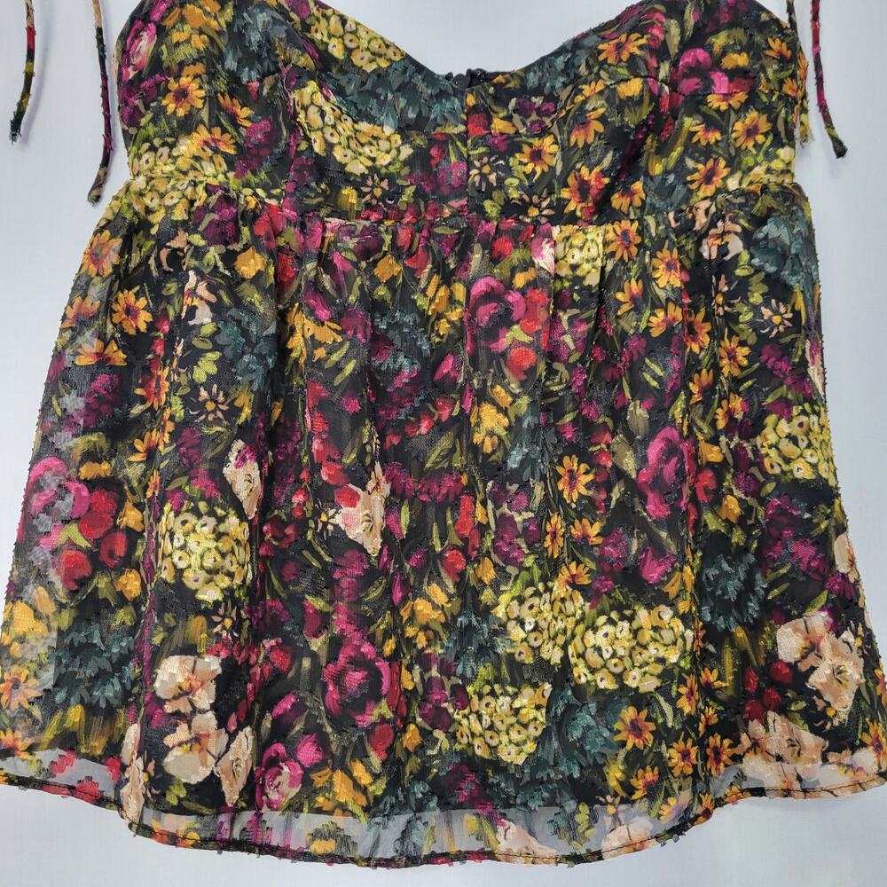 Amanda Uprichard Cece Babydoll Top size XS Dark Floral Sweetheart Coquette Fairy - Picture 5 of 8